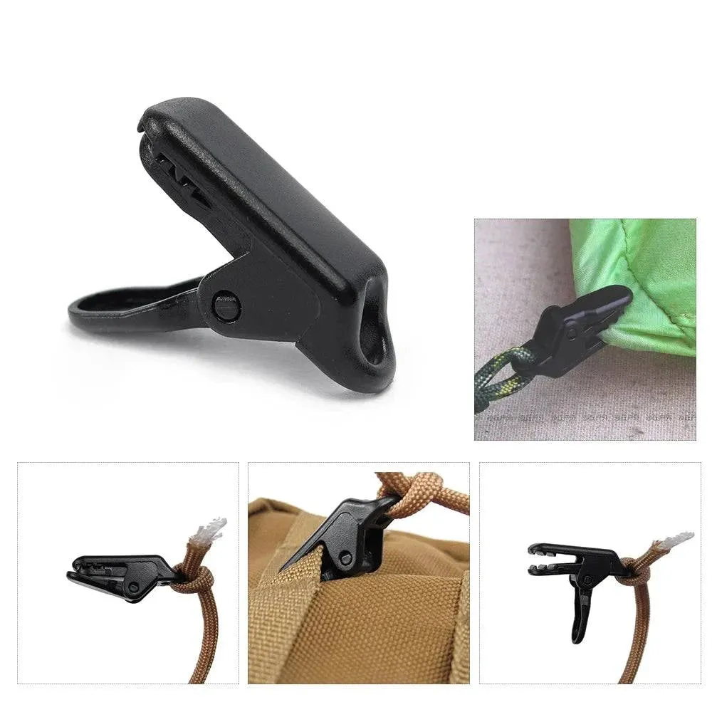 10pcs Camping Tent Clip Snap Hangers Outdoor Awning Clamp Tarp Clips Beach Tent Clip Survival Tighten Tool Tent Accessories