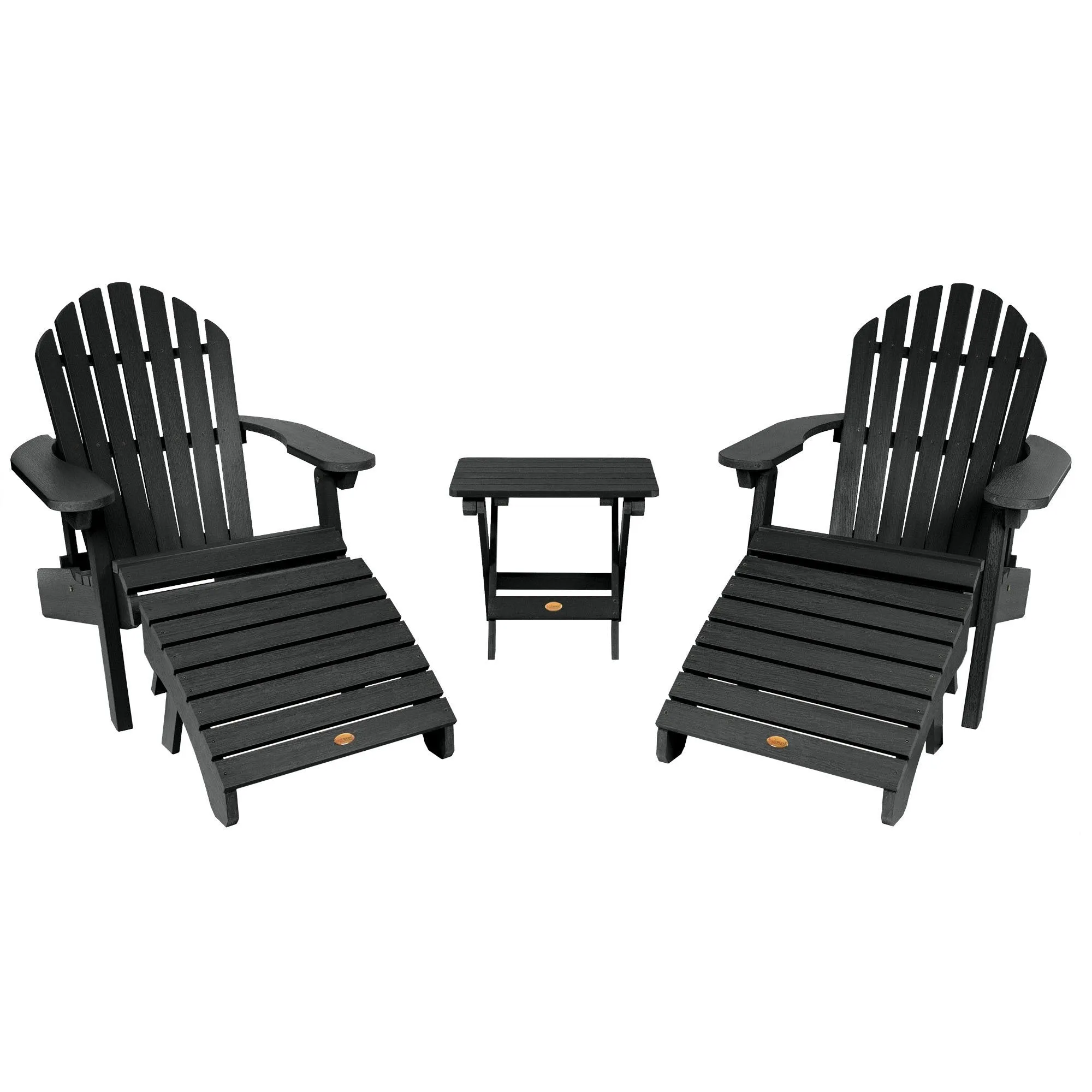 2 Hamilton Adirondack Chairs, 2 Ottomans & Side Table