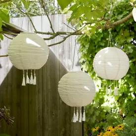 3 Lucena Cream Tassel Solar Lanterns