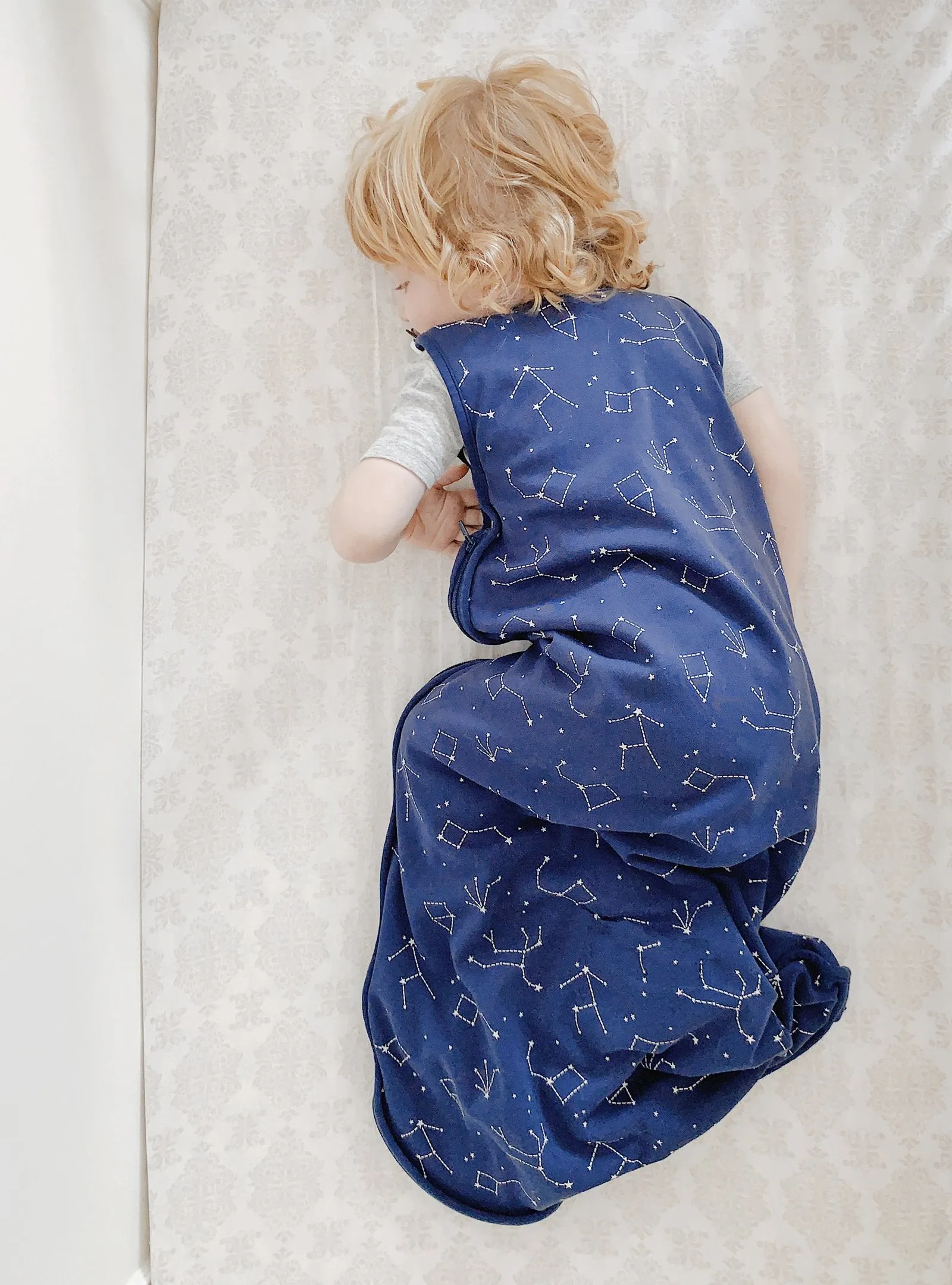 4 Season Big Kid Sleep Bag, Merino Wool & Organic Cotton, 4 - 6 Years, Night Sky