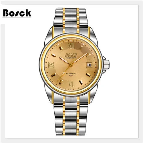 Bosck men's mechanical watches belts business watches luxury fashion watch relogio masculino erkek kol saati montre homme reloj