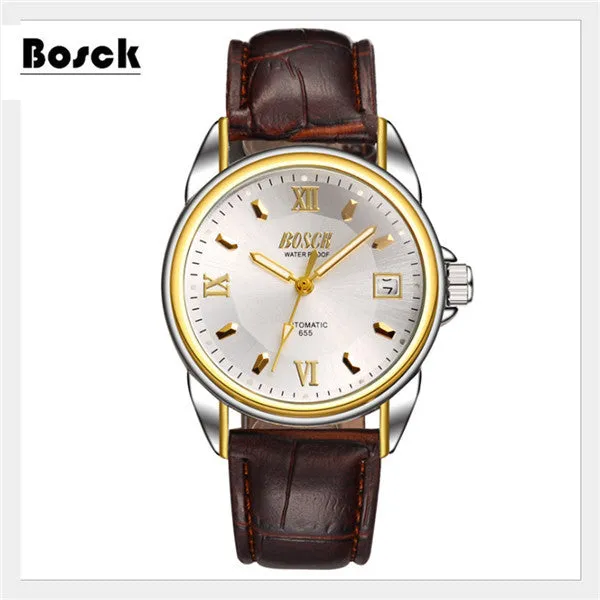 Bosck men's mechanical watches belts business watches luxury fashion watch relogio masculino erkek kol saati montre homme reloj