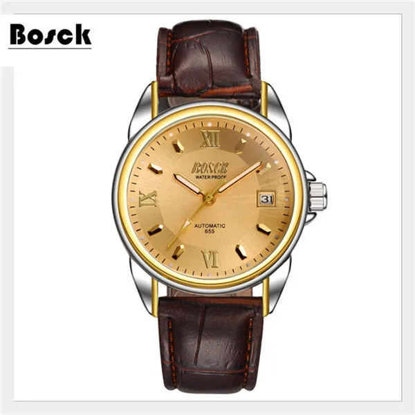 Bosck men's mechanical watches belts business watches luxury fashion watch relogio masculino erkek kol saati montre homme reloj