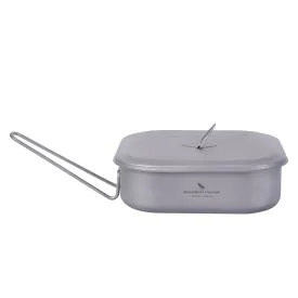 Boundless Voyage Outdoor Titanium Military Mess Tin with Lid Folding Handle Camping Bushcraft Cookware Lunch Box Bowl Pan 1000ml