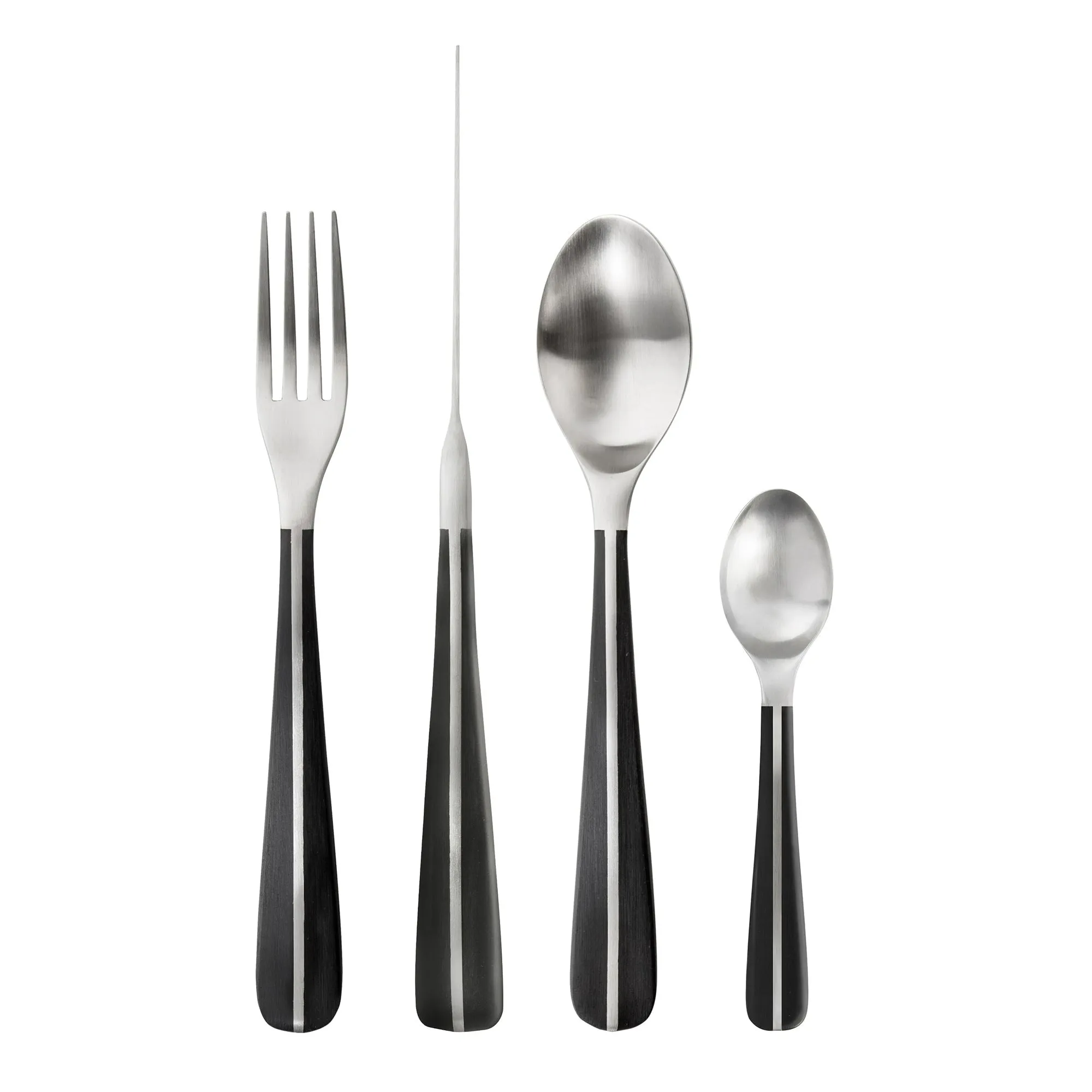 Contour Noir Satin Cutlery Set, 24 Piece for 6 People