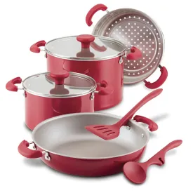 Create Delicious 8-Piece Hard Anodized Nonstick Induction Stacking Cookware Set