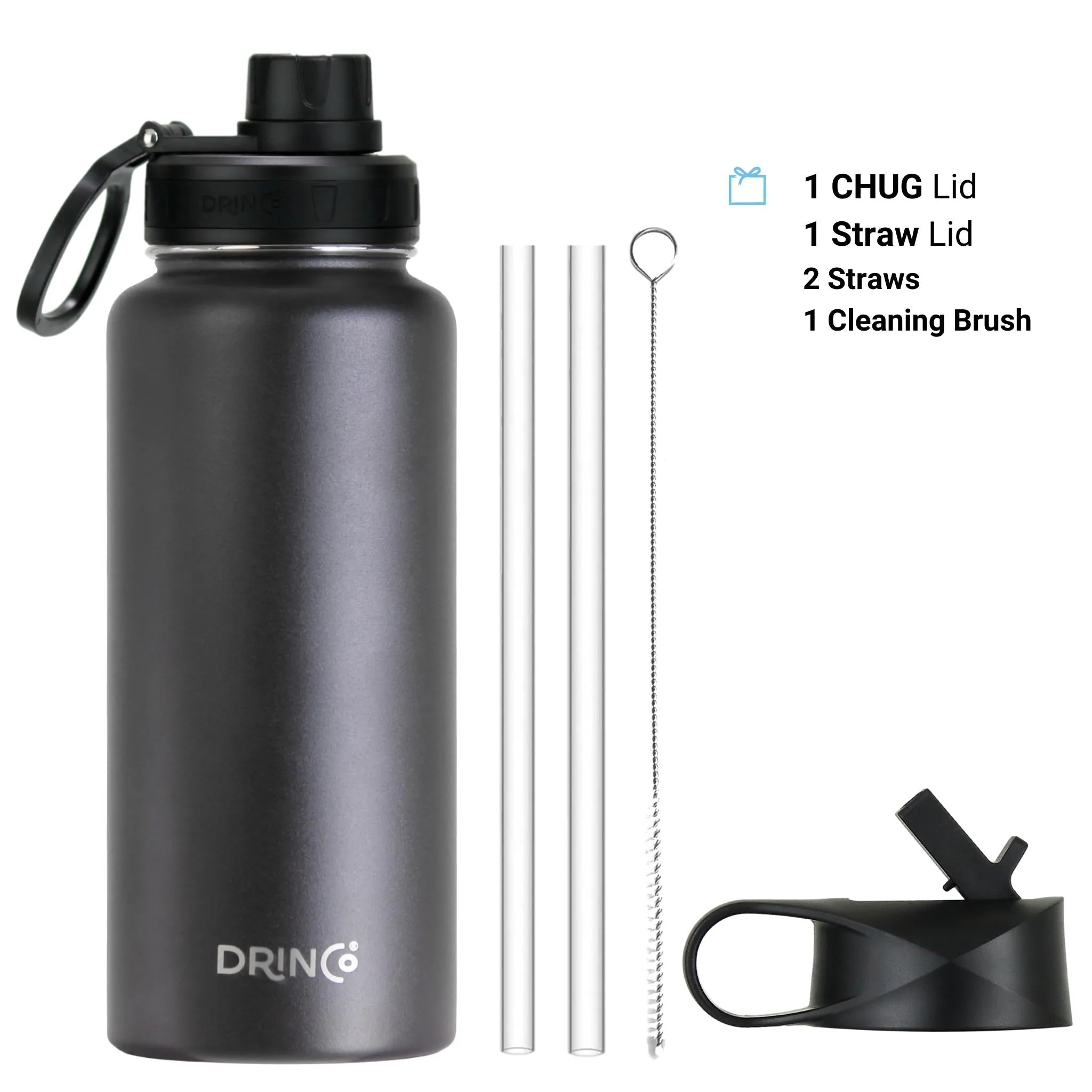 DRINCO® 32oz Stainless Steel Water Bottle - Black