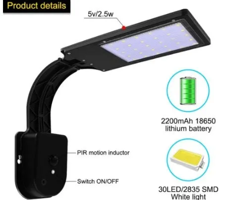 LED Solar Motion Sensor Wall Light Waterproof 3 Modes #1118