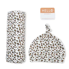 Lulujo Hello World Newborn Hat & Swaddle Set