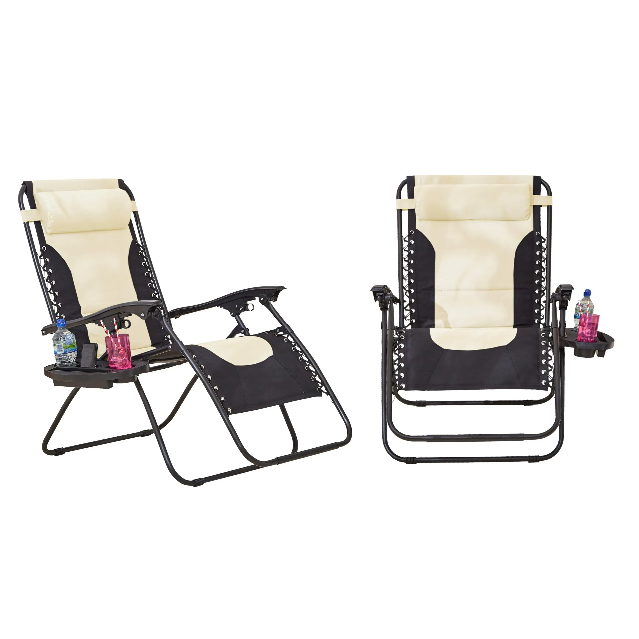 Neo Pair of Outdoor Zero Gravity XL Sun Loungers - Cream