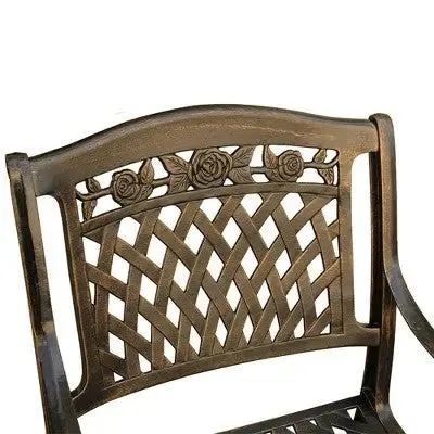 New - Rose Ornate Outdoor Mesh Lattice Aluminum Dining Chair - Oakland Living: Weather-Resistant Patio Seating