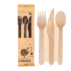 One Tree Wooden Cutlery Set Knife, Fork, Spoon & Napkin 400pcs