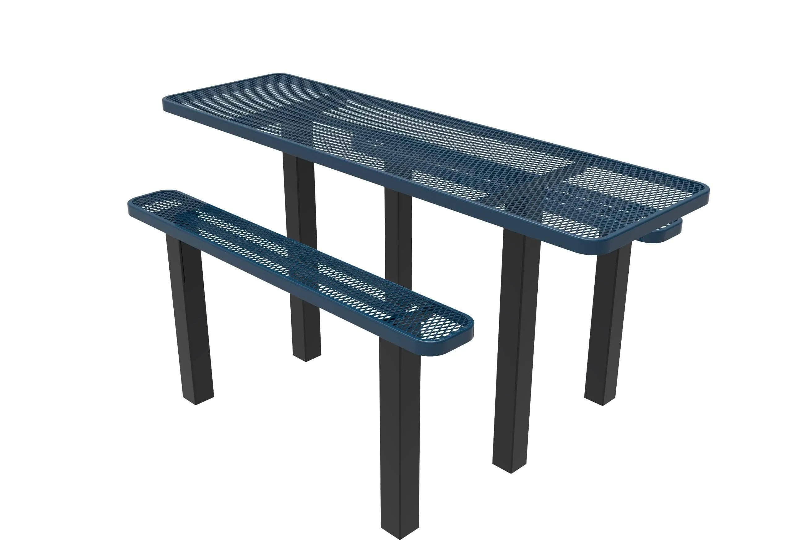 Rectangular Independent ADA Accessible Picnic Table - Diamond Pattern - Inground Mount - 8 Ft.