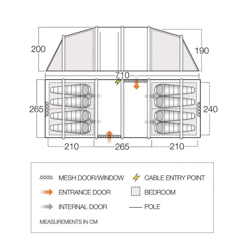 Vango Castlewood Air 800xl Package Tent - 8 Man Airbeam Family Tent (Includes Footprint)