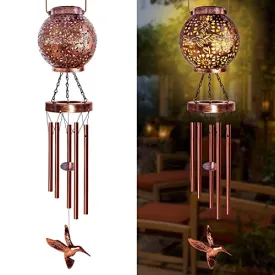 Wind Chimes for Outside 38" Hummingbird Solar Wind Chimes Outdoor Gifts for Mom Hanging Solar Lantern, Garden Decor Wind Chime for Patio Yard, Christmas Windchimes Outdoors Gifts for Women Grandma