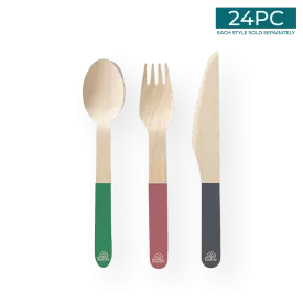 Wooden Coloured Cutlery 24PC Set