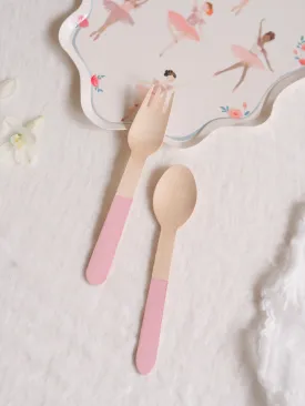 Wooden Cutlery Set Pink